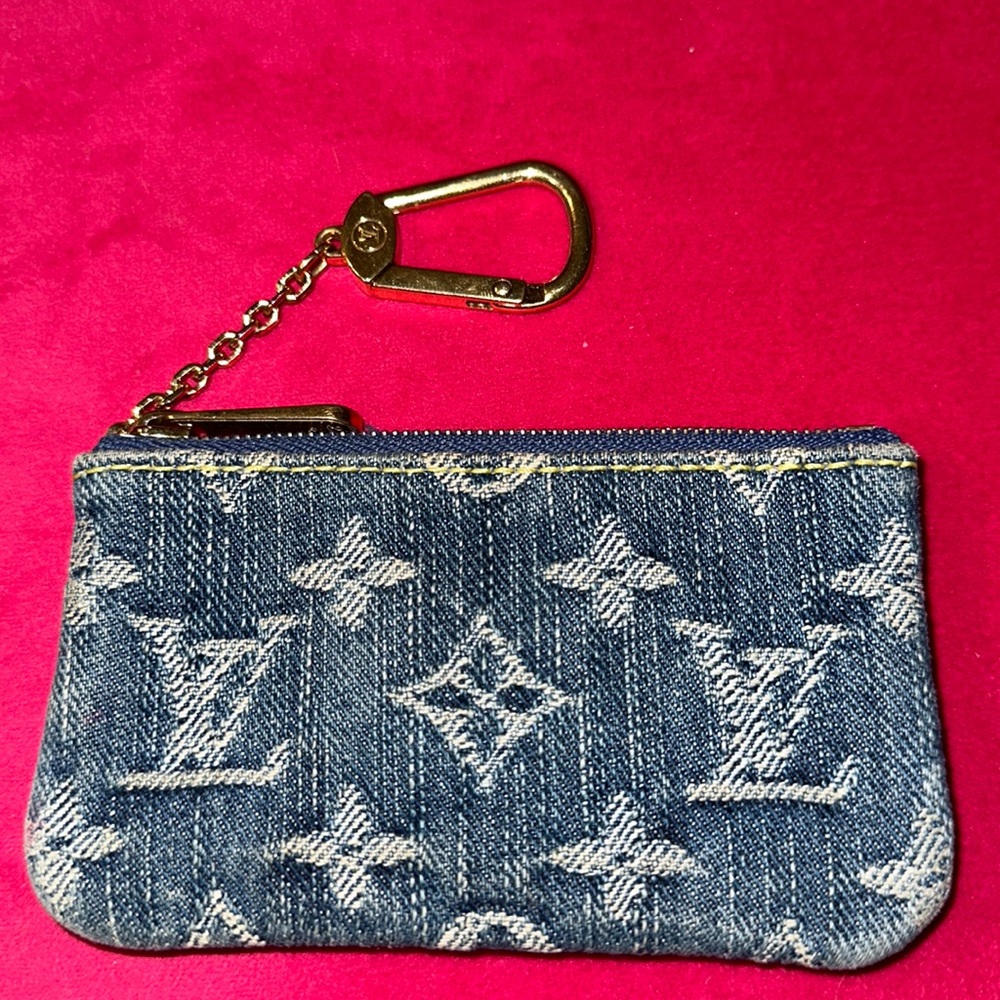 Louis Vuitton denim cles clea coin key pouch holder wallet case - Picture 1 of 12